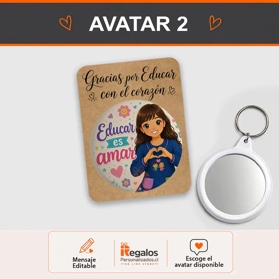 Llavero espejo diseño Técnico Ed. Parvularia 3