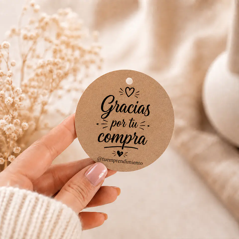 Tags Kraft circular Personalizados | Compra mínima 50 unidades 3