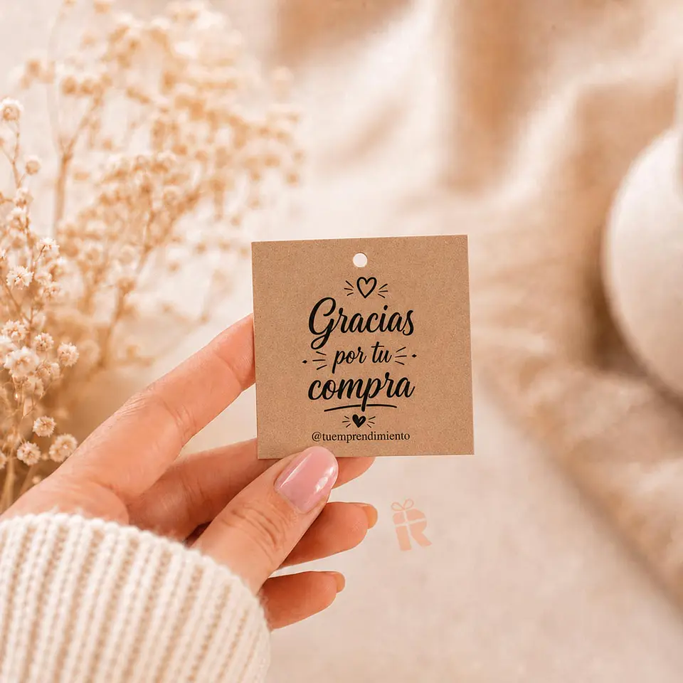 Tags Kraft cuadrado Personalizados | Compra mínima 50 unidades 2