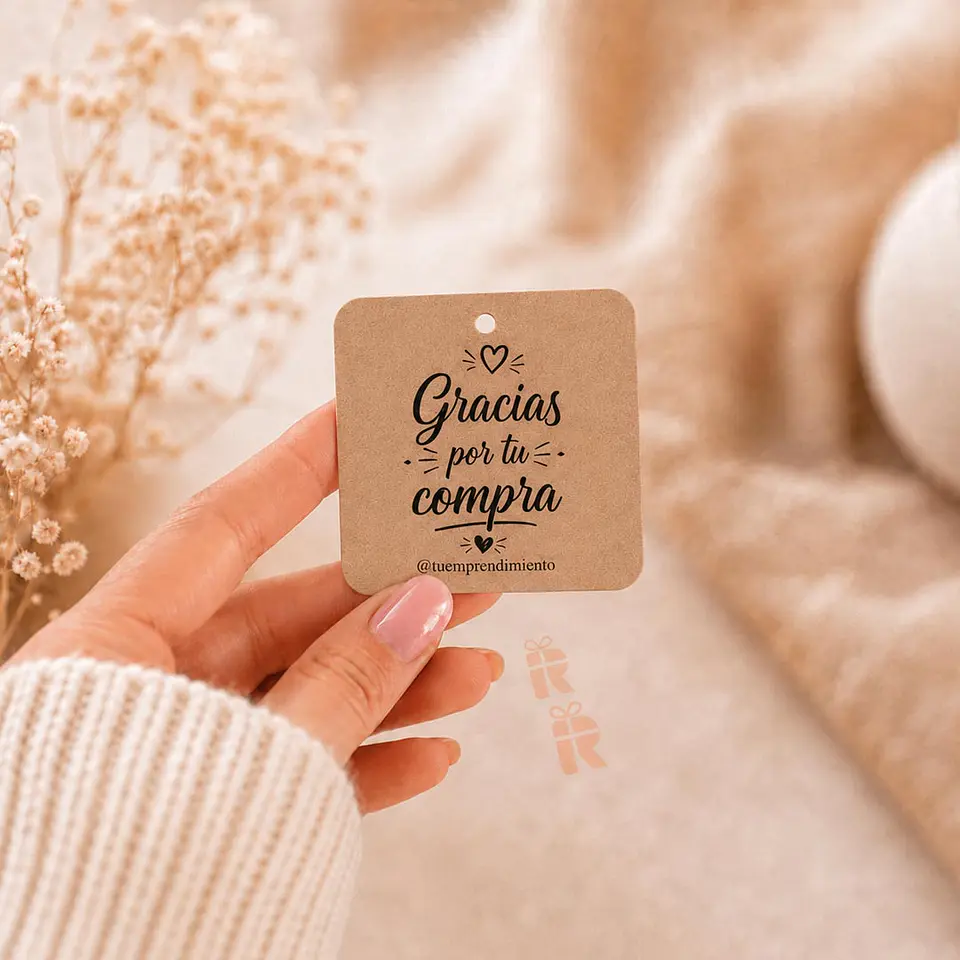 Tags Kraft cuadrado Personalizados | Compra mínima 50 unidades 3