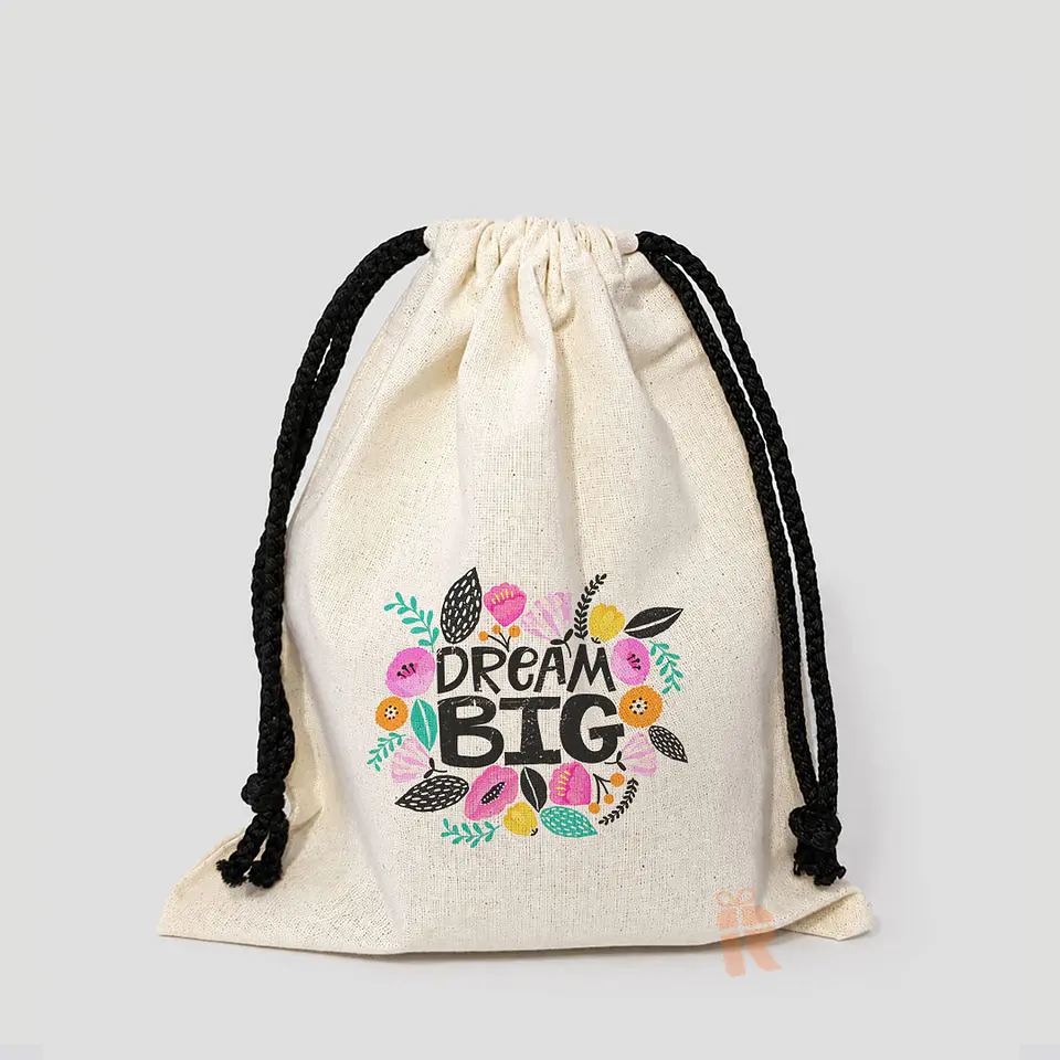 Saco crea cruda algodón, cordones negros | Personalizado 3