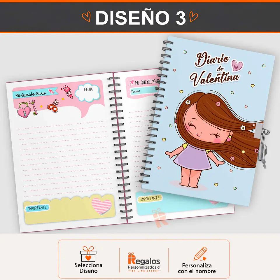 Diario de vida niña | personalizado con diseño y nombre 4