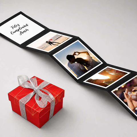 Caja de Fotos Tipo Acordeón Personalizada | 11 Fotos + Mensaje