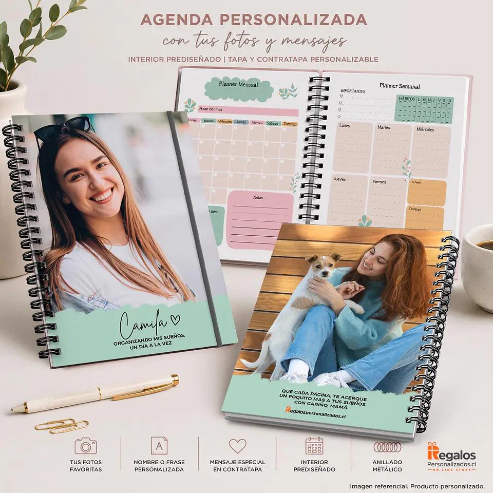 Agenda Planner Green Personalizada | Portada y Contraportada con Fotos 1