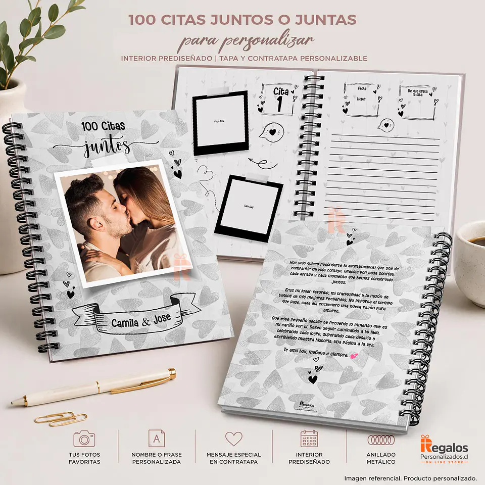 Libro 100 Citas Juntos o Juntas | Para personalizar 1