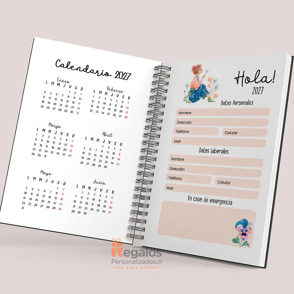Agenda Mujer Floral 2027 Personalizada | Portada y Contraportada con mensaje 4