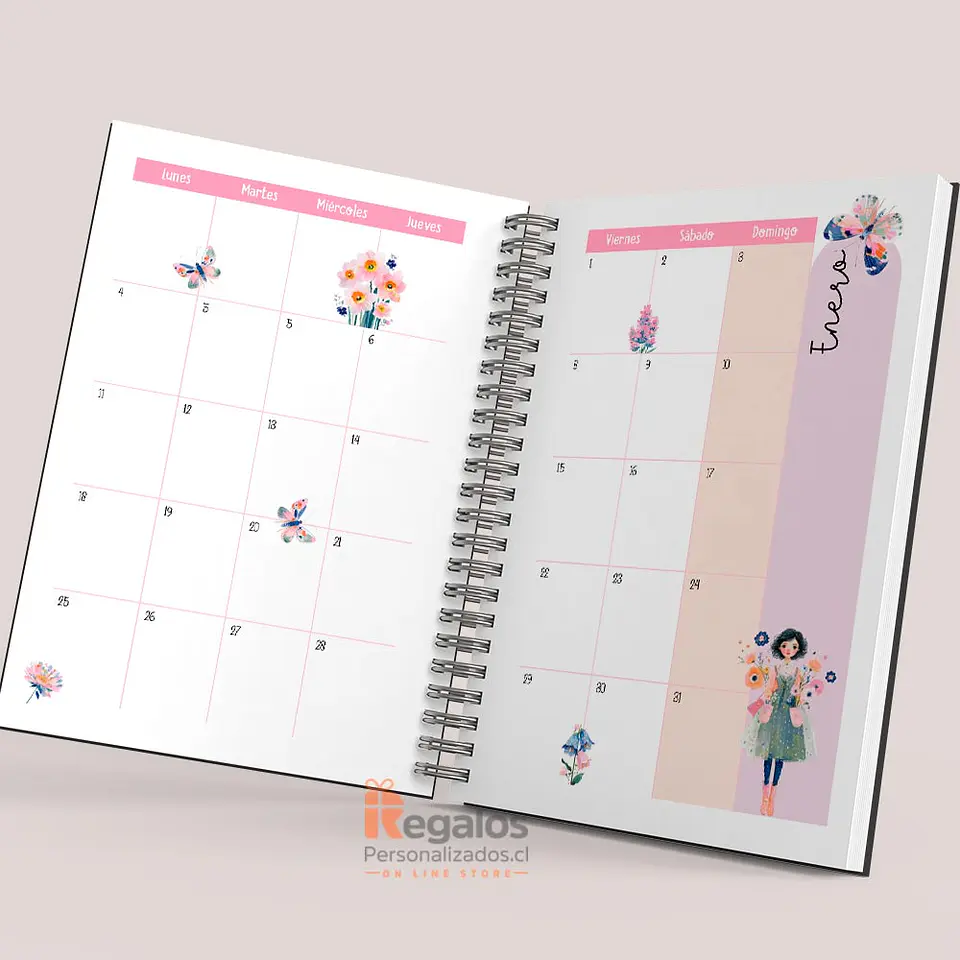 Agenda Mujer Floral 2027 Personalizada | Portada y Contraportada con mensaje 7