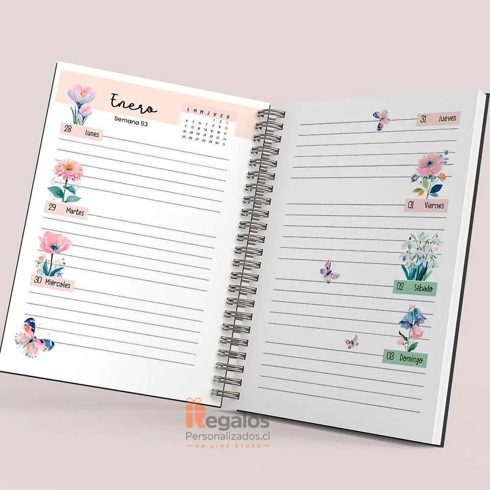 Agenda Mujer Floral 2027 Personalizada | Portada y Contraportada con mensaje 8