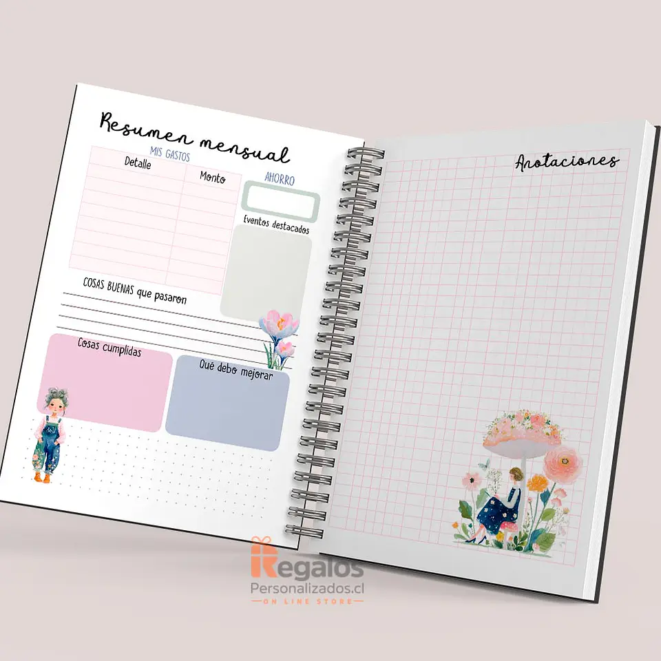 Agenda Mujer Floral 2027 Personalizada | Portada y Contraportada con mensaje 9