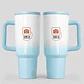 Térmico tumbler tipo stanley bicolor celeste 1200cc tapa antivuelco | Personalizado con imagen, frase o logo - Miniatura 2