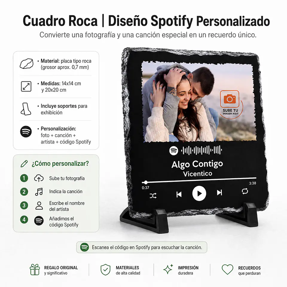 Cuadro roca  | Diseño Spotify Personalizado con foto y canción 2