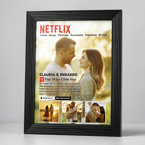 Cuadro 20x25 negro | Diseño Netflix personalizado con fotos