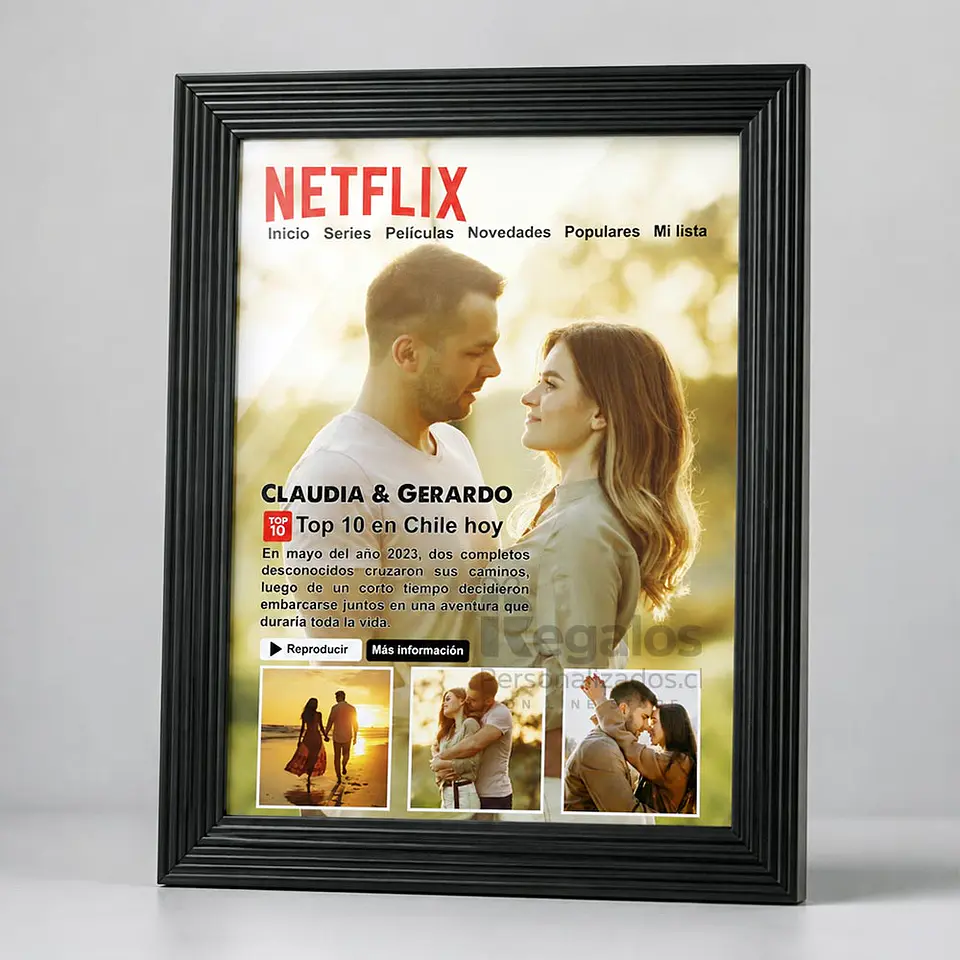 Cuadro 20x25 negro | Diseño Netflix personalizado con fotos 1