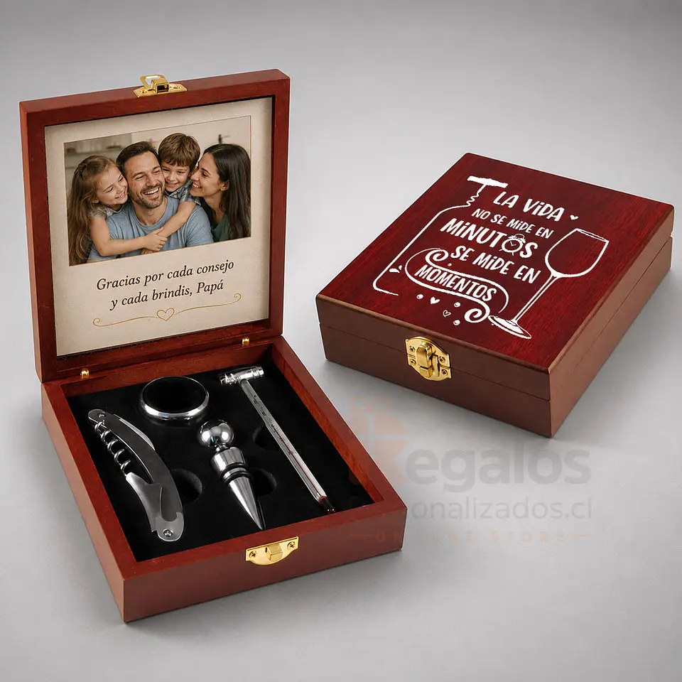 Set Regalo para Vino | Caja de Madera Personalizada 1