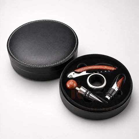 Set Regalo para Vino | Caja ecocuero negro Personalizado
