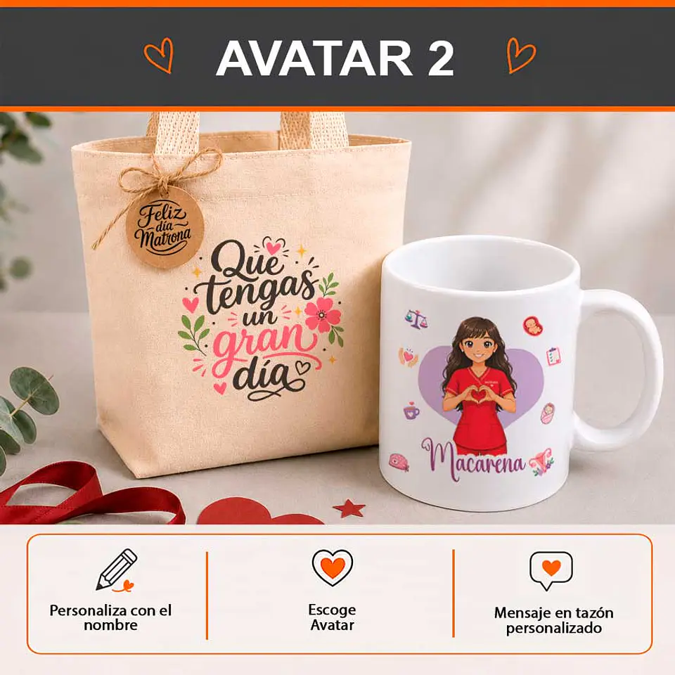 Pack tazón y Bolsa de tela personalizado con diseño para Matrona 4