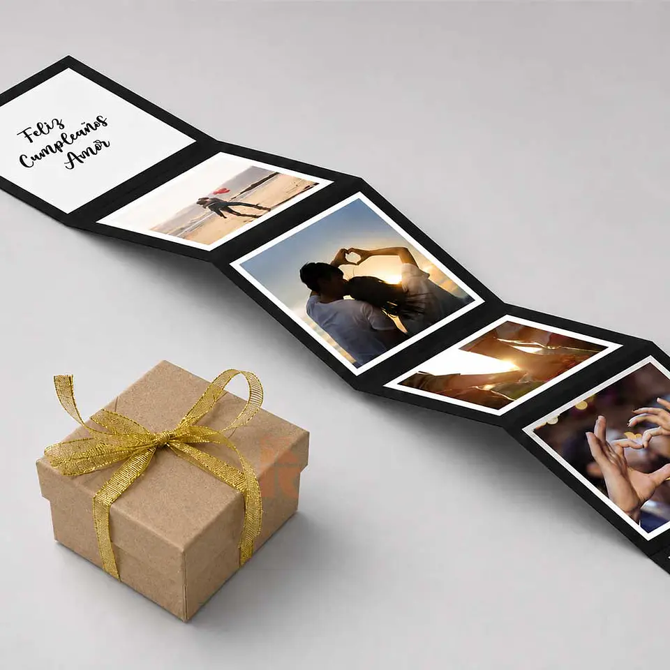 Caja de Fotos Tipo Acordeón Personalizada | 11 Fotos + Mensaje 3
