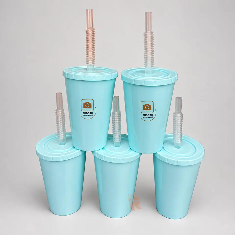 Vaso reutilizable 350ml tapa y bombilla personalizado  2