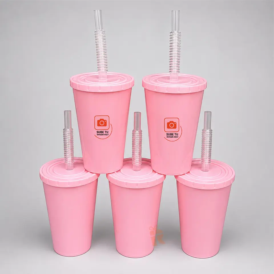 Vaso reutilizable 350ml tapa y bombilla personalizado  3