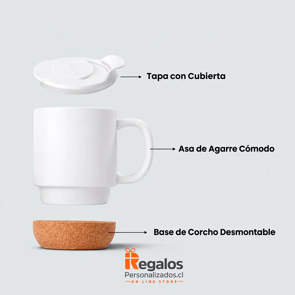 Tazón blanco, base corcho 410cc | Personalizado  2