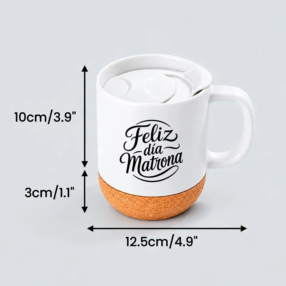 Tazón blanco, base corcho 410cc | Personalizado  3