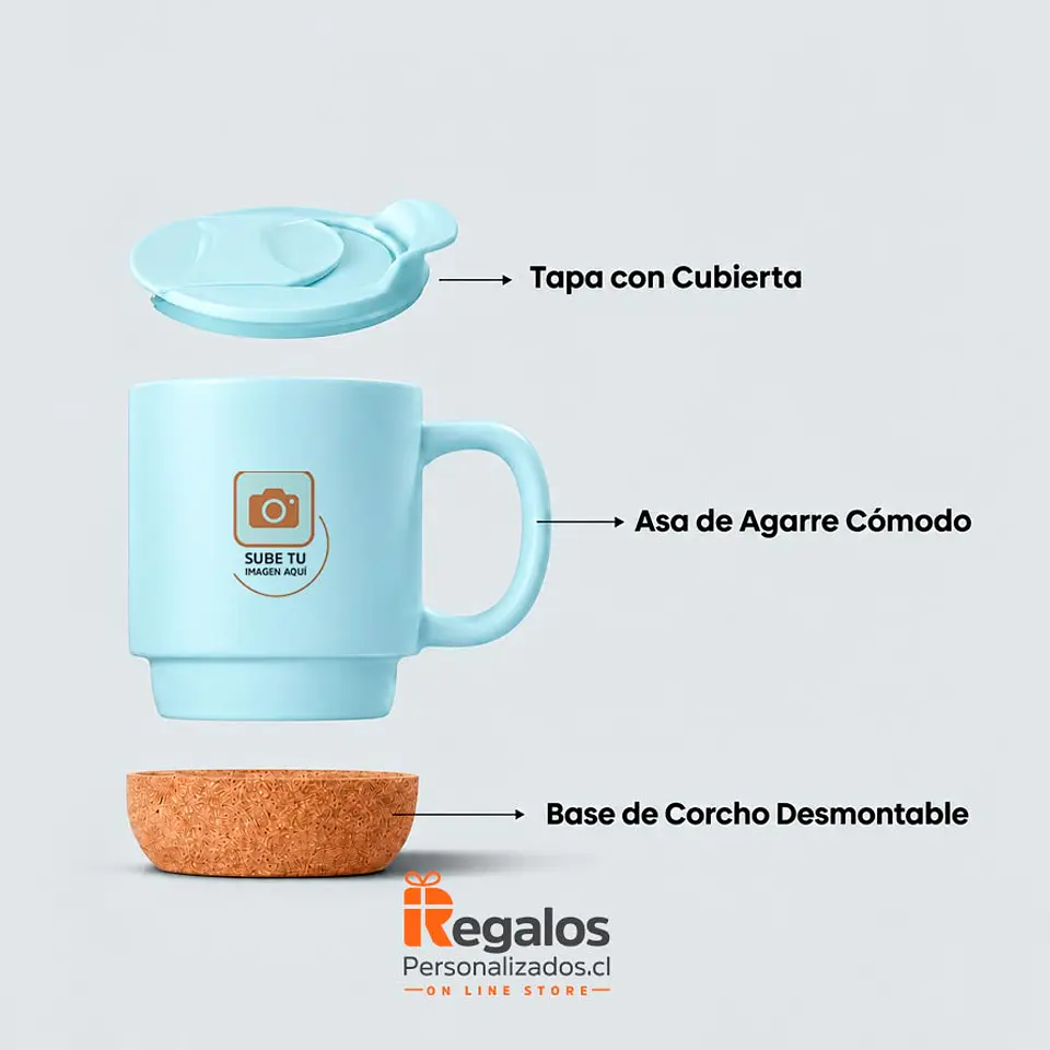Tazón color , base corcho 410cc | Personalizado 4
