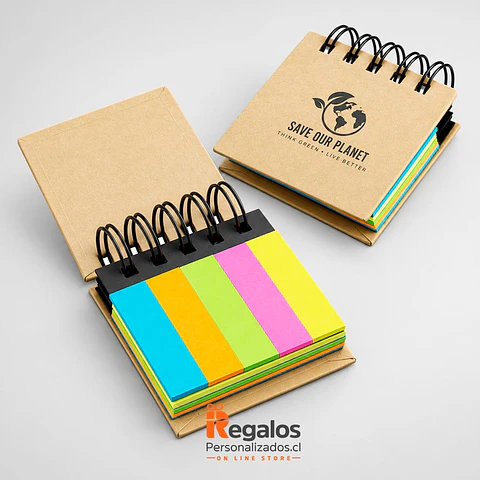Set Sticky Ecológico con Tapa Dura personalizado con logo o frase