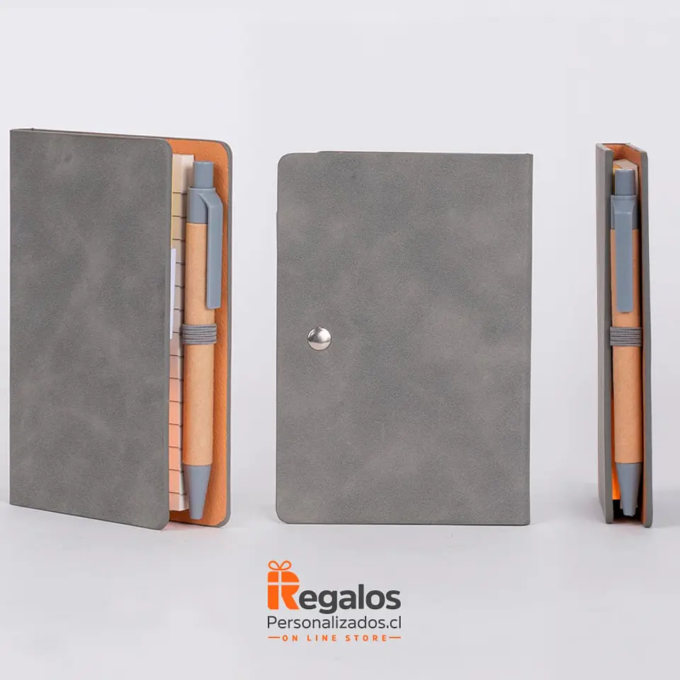 Libreta personalizda, Memo Set Eco-Cuero, con Bolígrafo  2