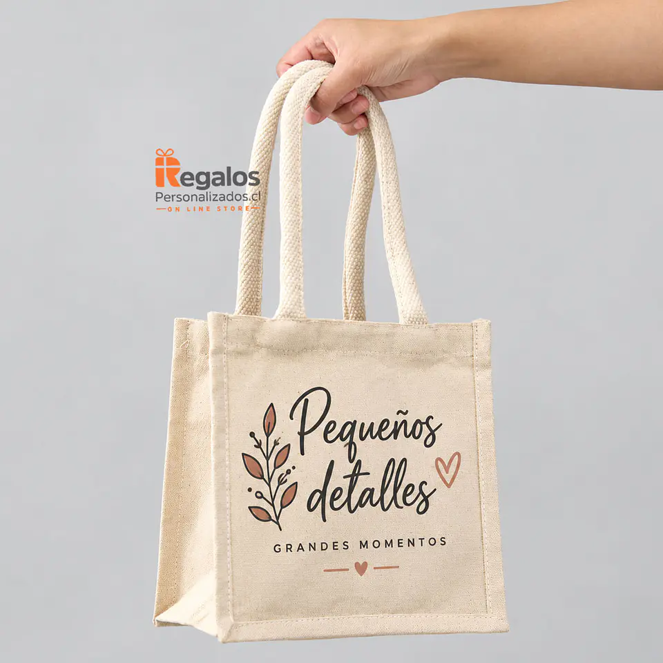 Bolsa de algodón 20x20x15 cm| personalizada con logo, o diseño 2