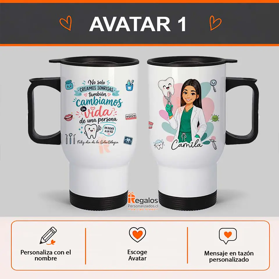 Mug térmico personalizado con diseño para odontóloga 2