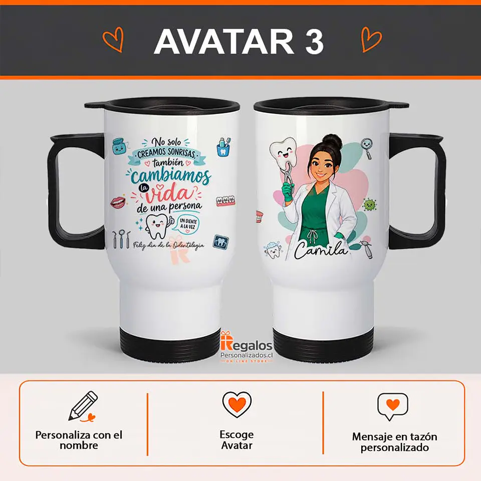 Mug térmico personalizado con diseño para odontóloga 4