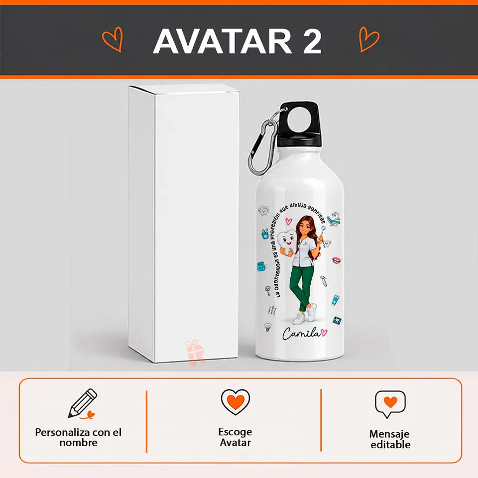 Botella personalizada con diseño para Odontóloga 3