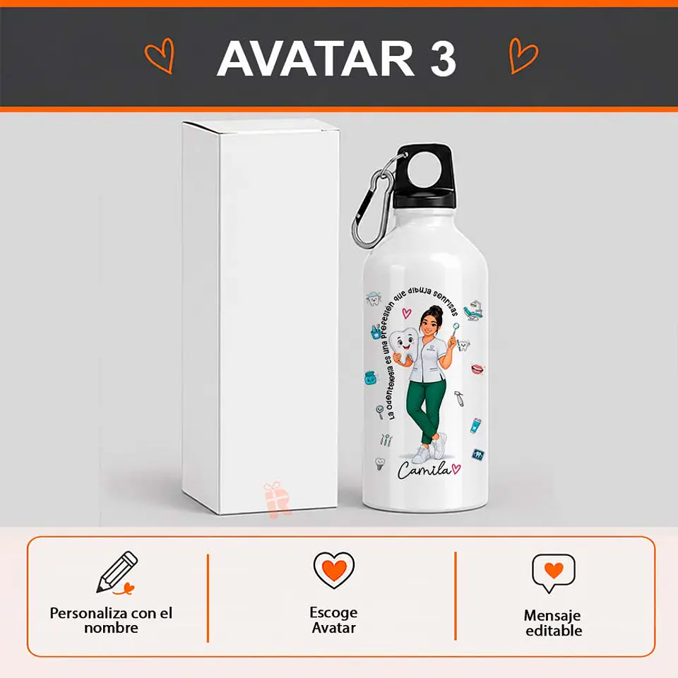 Botella personalizada con diseño para Odontóloga 4