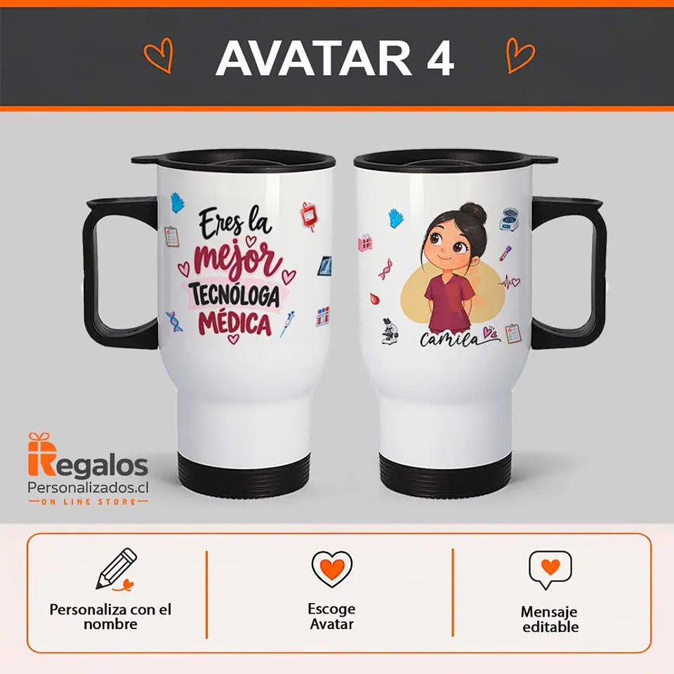 Mug térmico diseño Tecnóloga médica 5