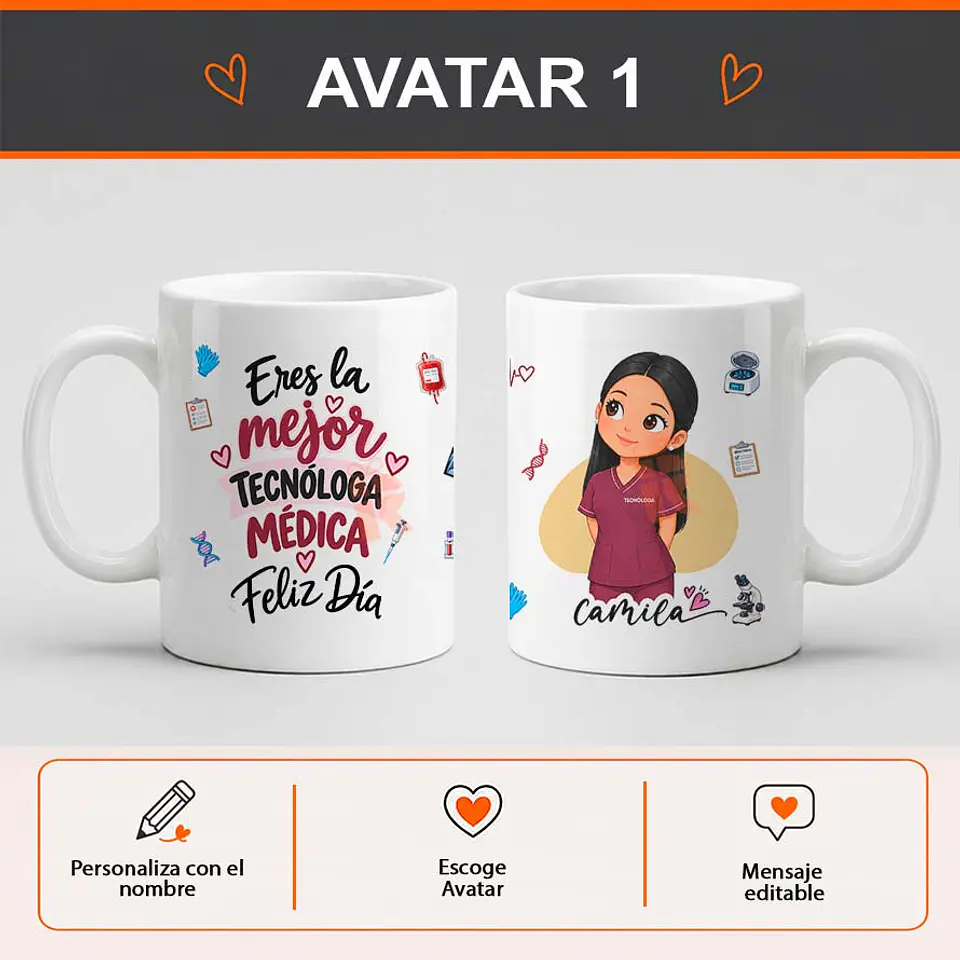 Tazón con diseño para Tecnóloga médica en bolsa de tela 2
