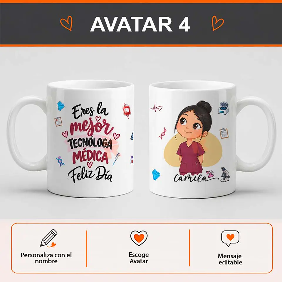 Tazón con diseño para Tecnóloga médica en bolsa de tela 5
