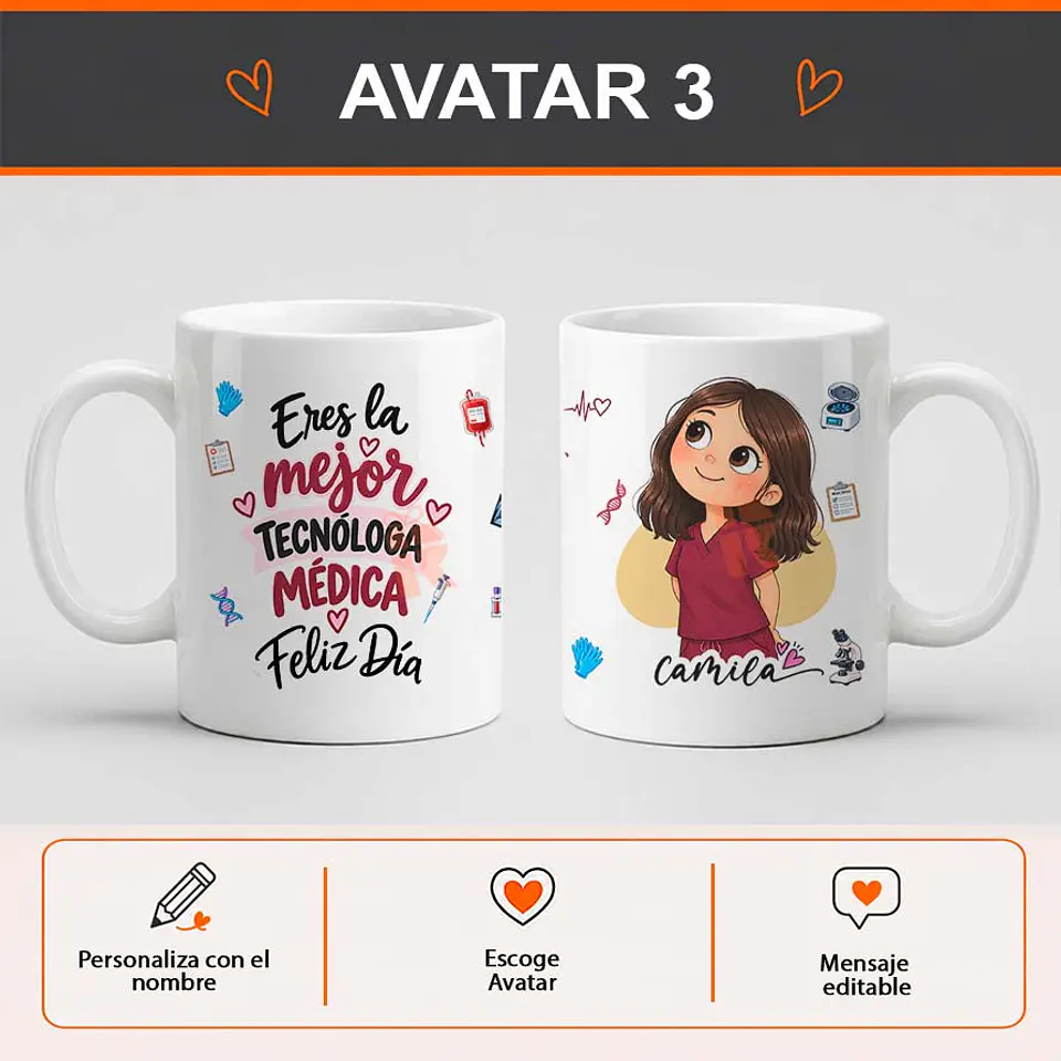Tazón con diseño para Tecnóloga médica en bolsa de tela 4