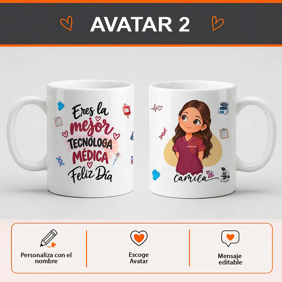 Tazón con diseño para Tecnóloga médica en bolsa de tela 3