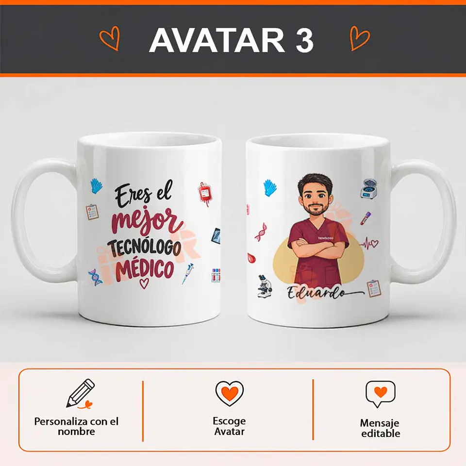 Tazón con diseño para Tecnólogo médico en bolsa de tela 4