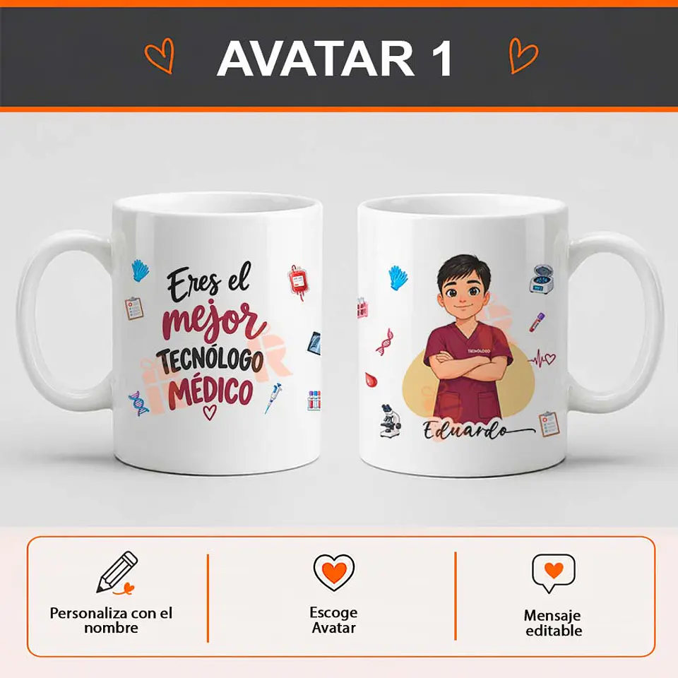 Tazón con diseño para Tecnólogo médico en bolsa de tela 2