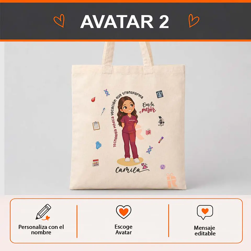 Bolsa algodón con diseño para Tecnóloga médica 3