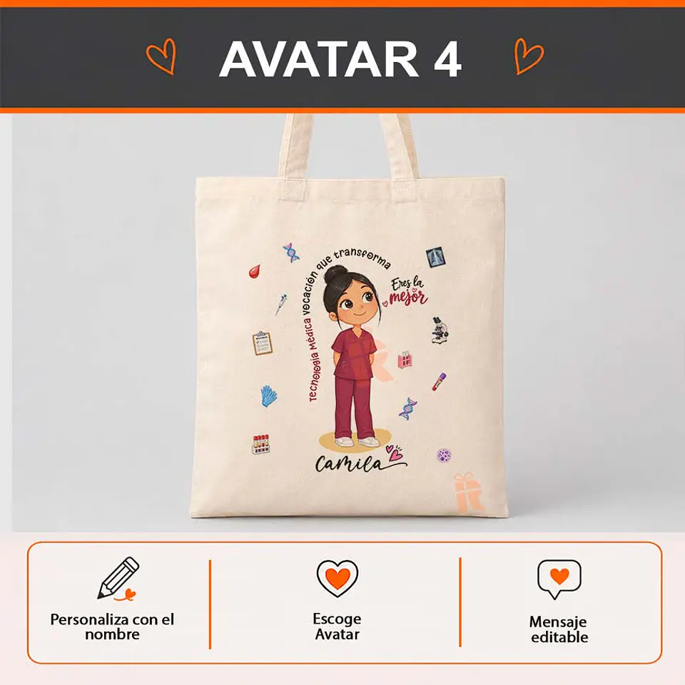 Bolsa algodón con diseño para Tecnóloga médica 5