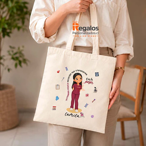 Bolsa algodón con diseño para Tecnóloga médica