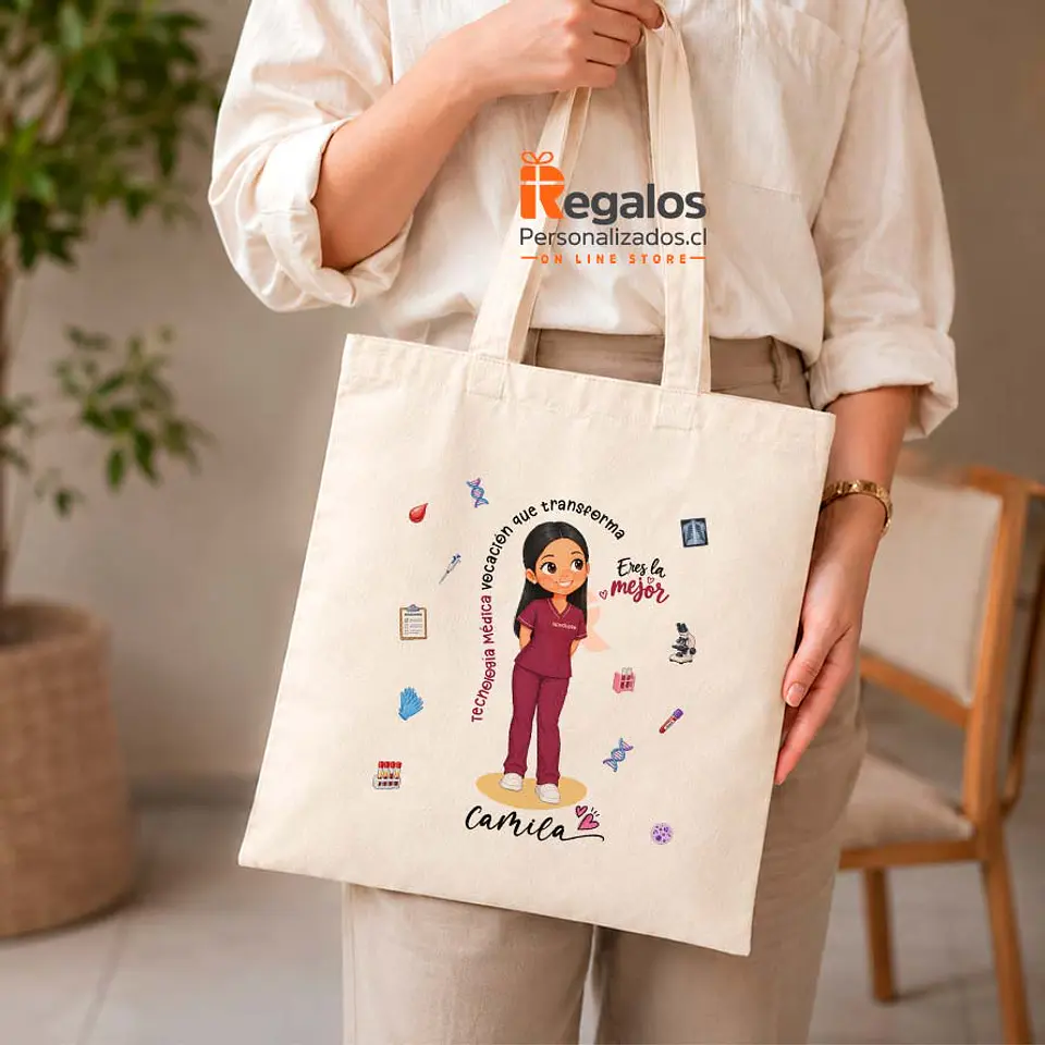 Bolsa algodón con diseño para Tecnóloga médica 1