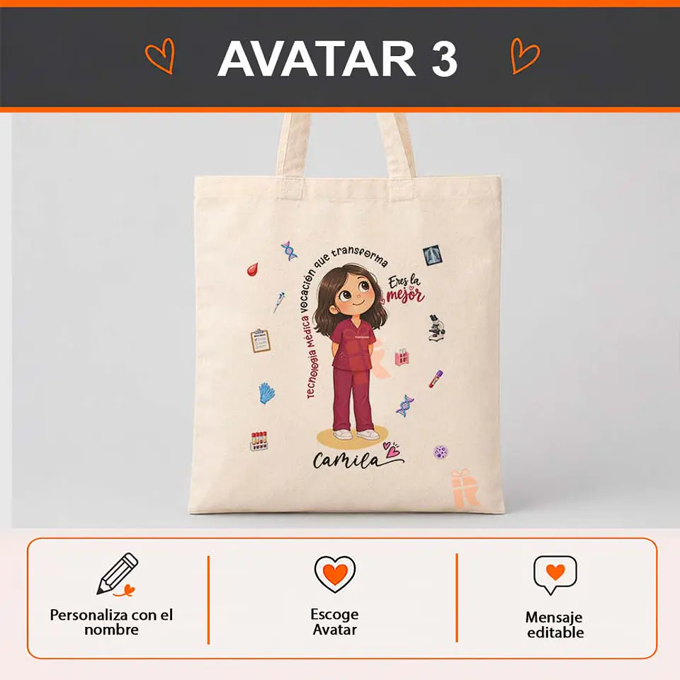 Bolsa algodón con diseño para Tecnóloga médica 4