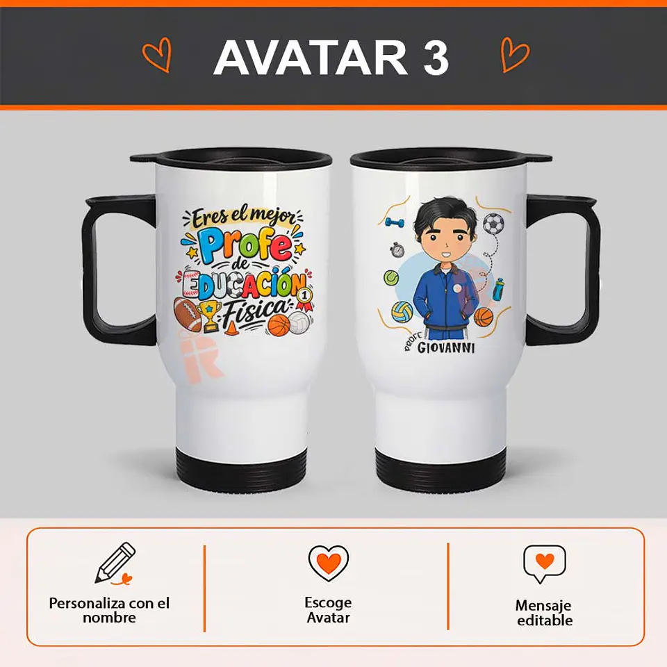 Mug térmico diseño Profesor Educación Física o deportes 4