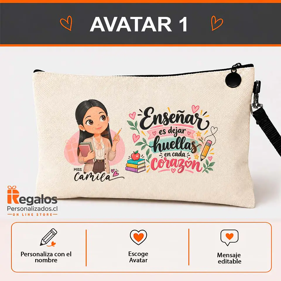 Estuche personalizado con diseño Profesora  2