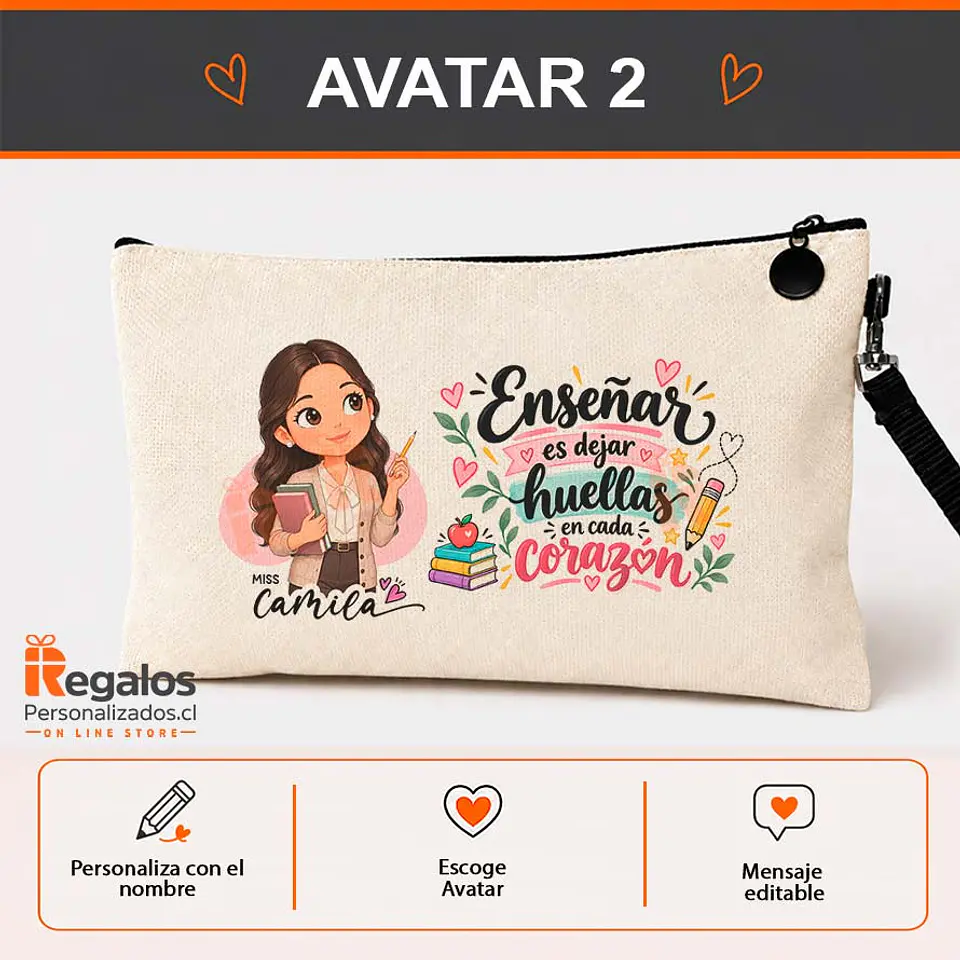 Estuche personalizado con diseño Profesora  3