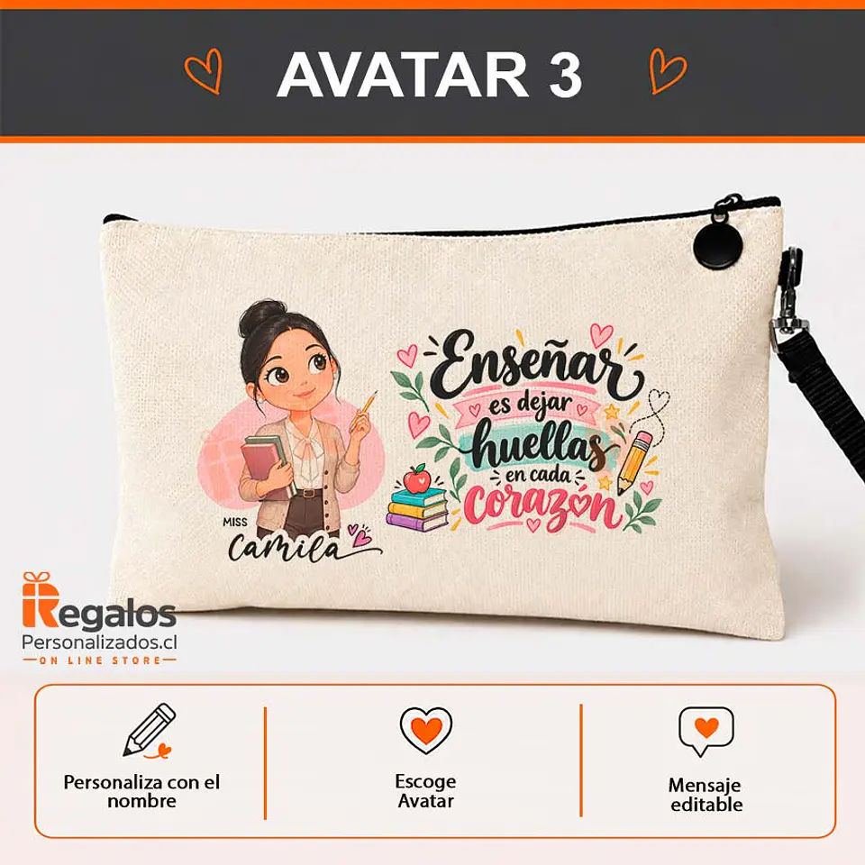 Estuche personalizado con diseño Profesora  4