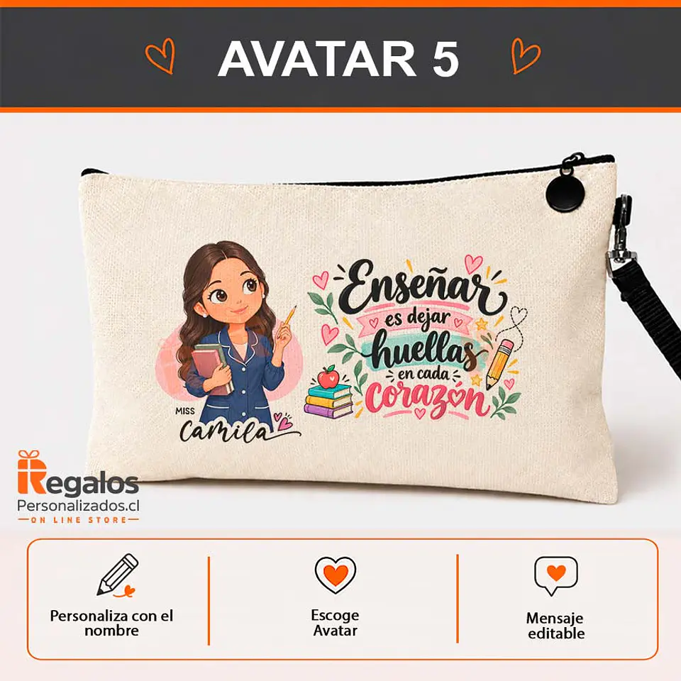 Estuche personalizado con diseño Profesora  6